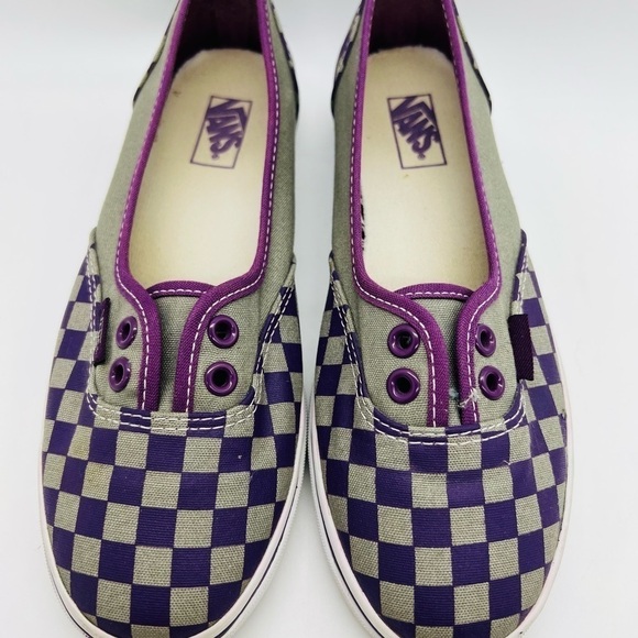 VANS ATHLETIC UNISE SHOES PURPLE AND GRAY CHECKERED WOMENS SIZE 6 - Picture 8 of 13